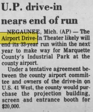Airport Drive-In Theatre - Oct 1987 Closing Article